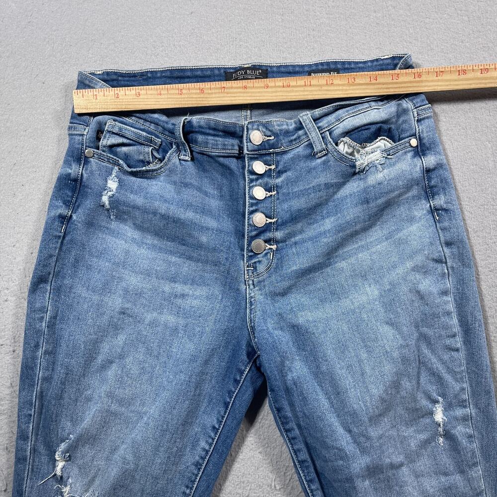 Judy Blue Jeans Women 11/30 Boyfriend High Rise Distressed Exposed‎ Button Fly - Picture 7 of 11